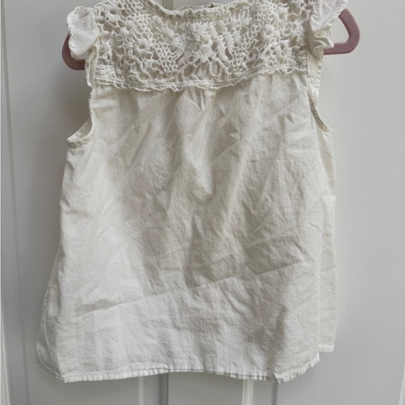 NWOT H&M 3-4Y 3T Girls Cream Lace Short Flutter Sleeve Button Down Blouse - Picture 4 of 4